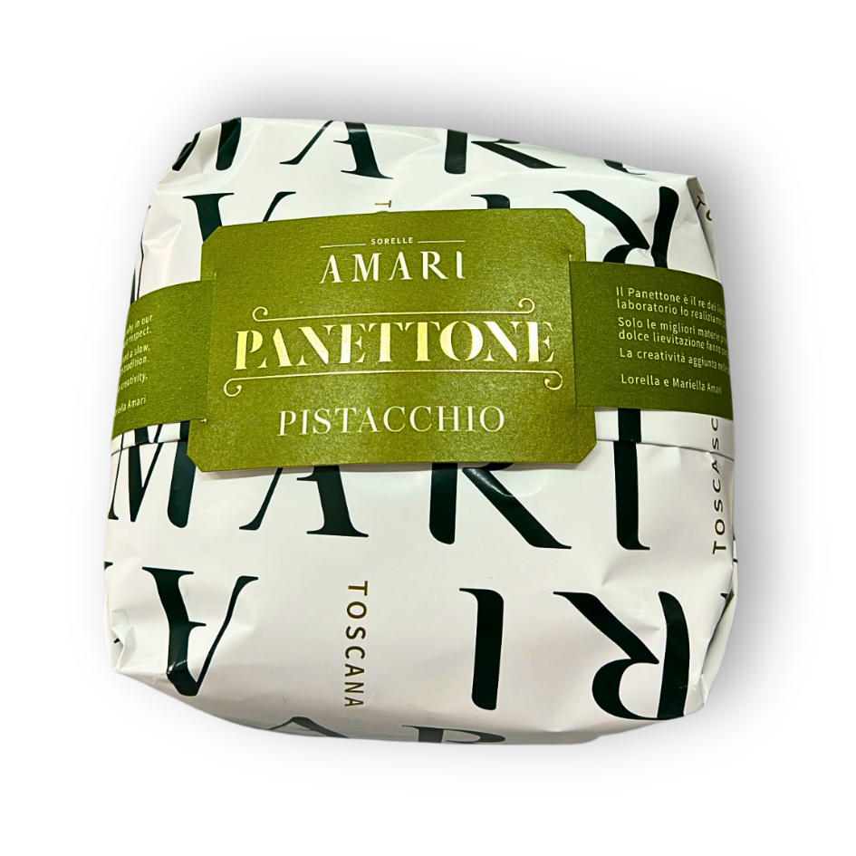 Panettone Pistacchio. Handgefertigt mit Pistazie & weißer Schokolade von Amari in der Toskana