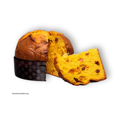 Panettone Classico Tradizionale - Handgefertigt mit Rosinen & kandierter Orangenschale aus der Toskana aufgeschnitten
