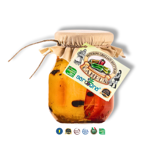 Peperoni grigliati sott’olio - Traditionelle sardische gegrillte Paprikaschoten in Öl - Sapori Sardi